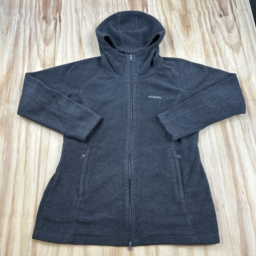Columbia Women's XL Charcoal Gray Full Zip Fleece Hooded Jacket Warm